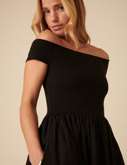 Black Bardot Midi Dress