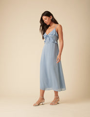Blue Frill Roe Midi Dress