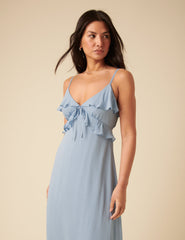 Blue Frill Roe Midi Dress