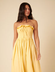 Butter Yellow Bandeau Bela Midi Dress