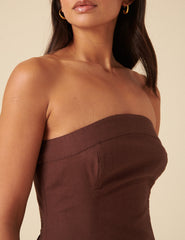 Brown Bandeau Gayle Midi Dress