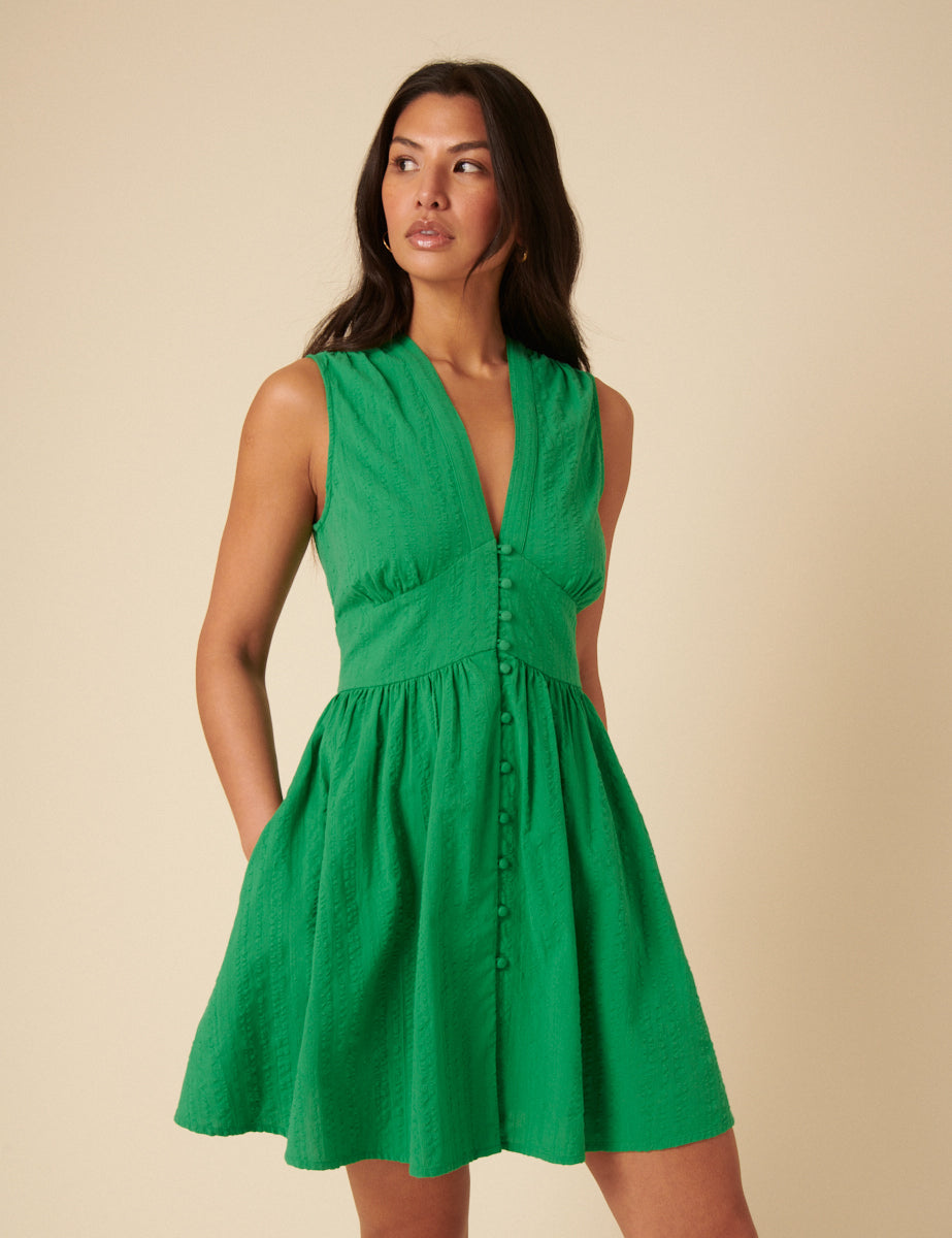 Green Sleeveless Starlight Mini Dress