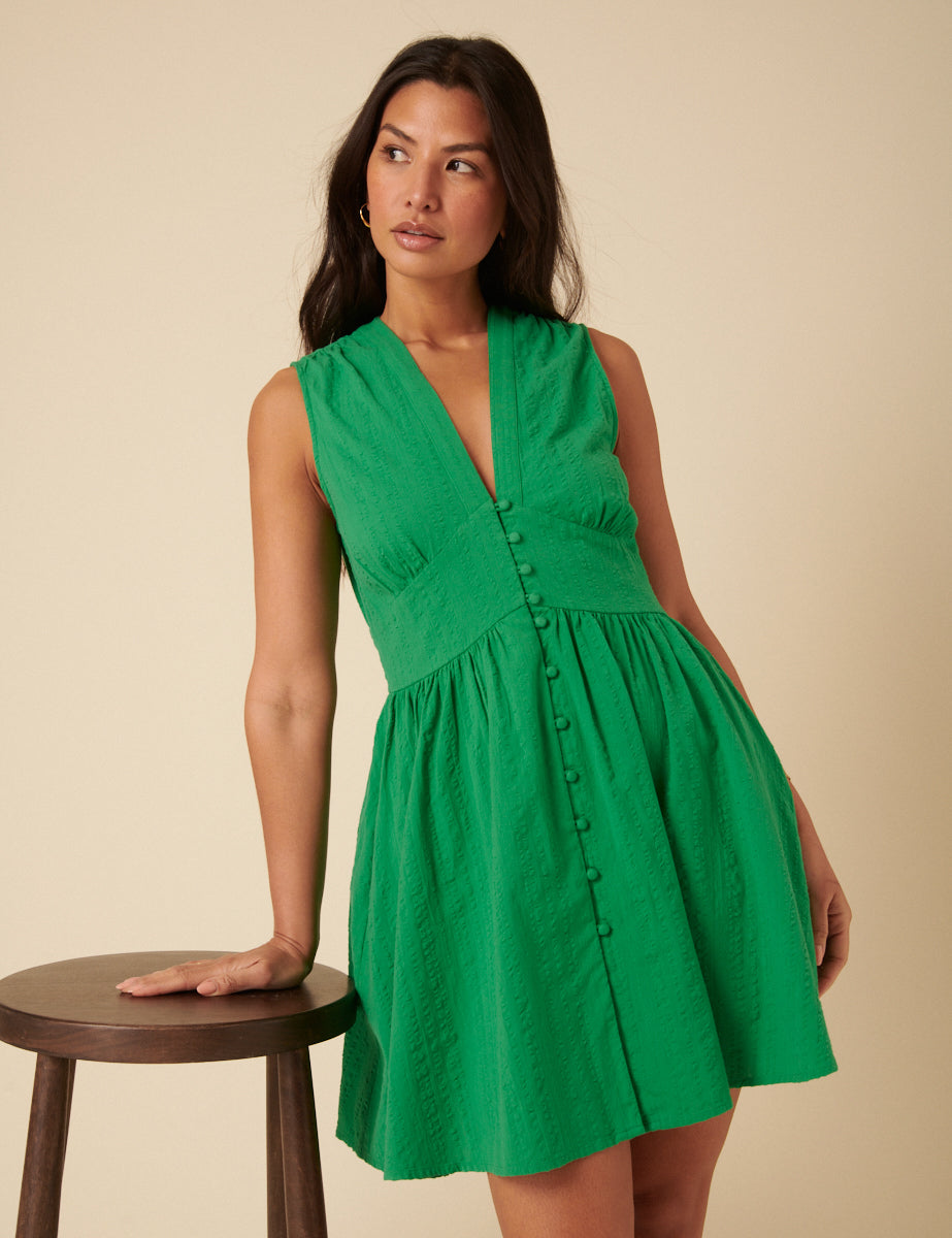 Green Sleeveless Starlight Mini Dress