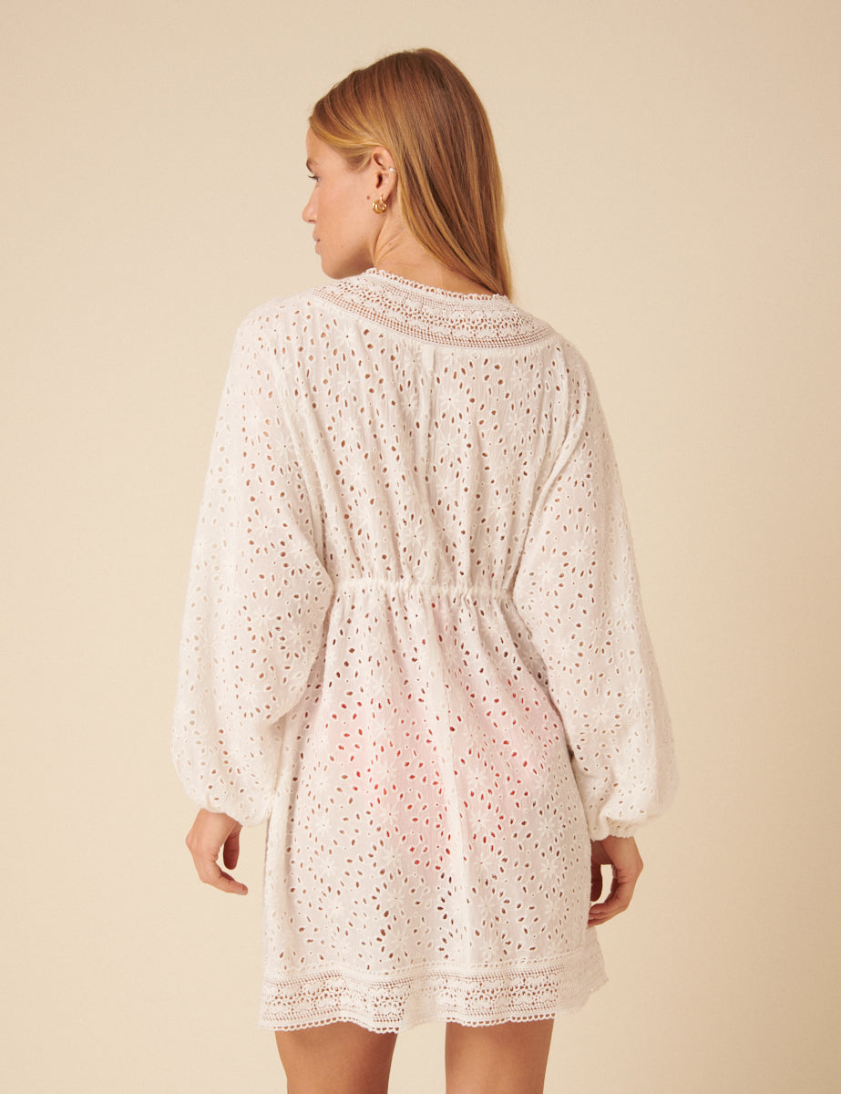 White Broderie Anglaise Beach Kimono