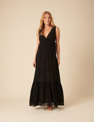 Black Broderie Anglaise Maxi Dress