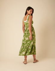 Green Floral Heather Midi Dress