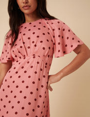 Pink Polka Dot Madeira Midi Dress