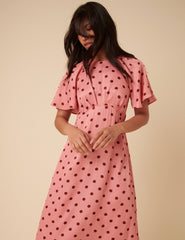 Pink Polka Dot Madeira Midi Dress