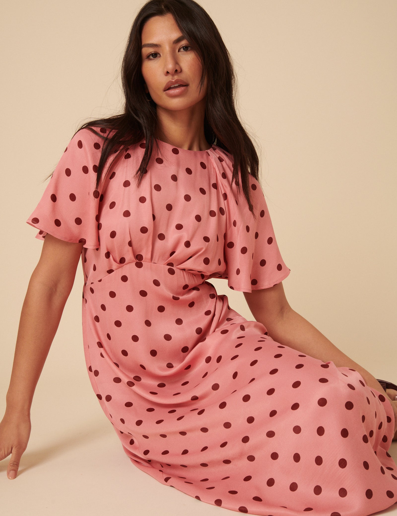 Pink Polka Dot Madeira Midi Dress