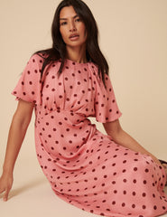 Pink Polka Dot Madeira Midi Dress