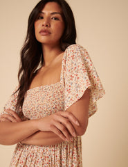 Cream Ditsy Floral Bella Midi Dress