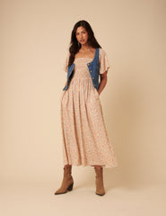 Cream Ditsy Floral Bella Midi Dress