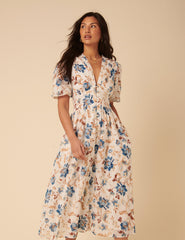 White Floral Starlight Midi Dress