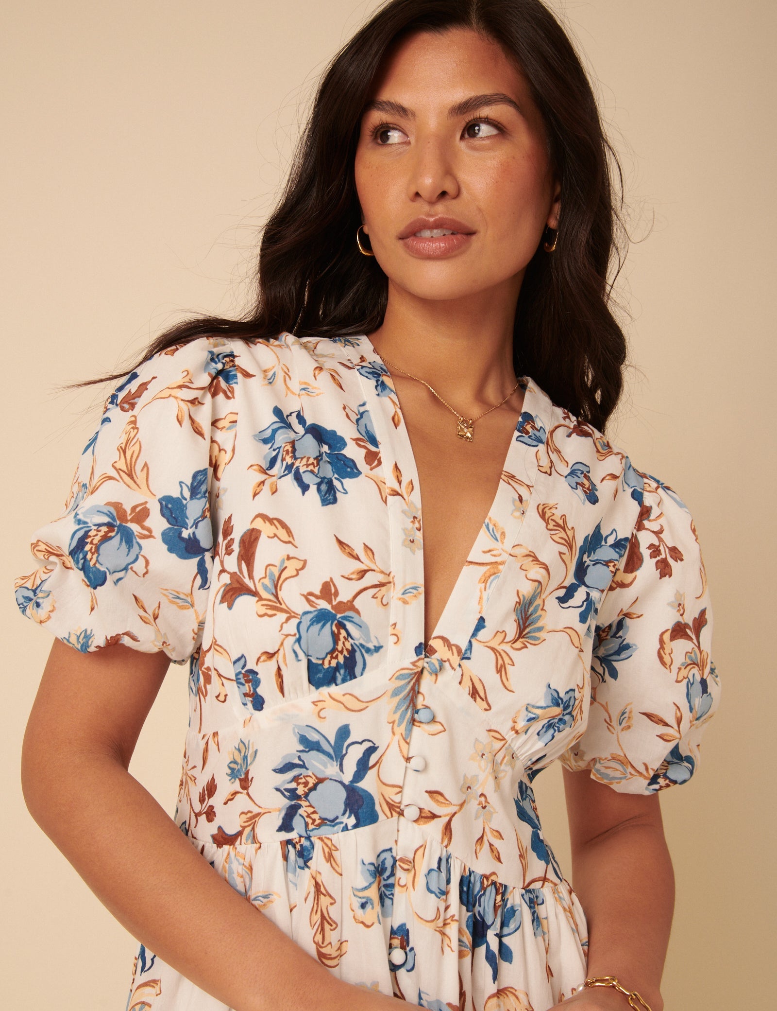 White Floral Starlight Midi Dress