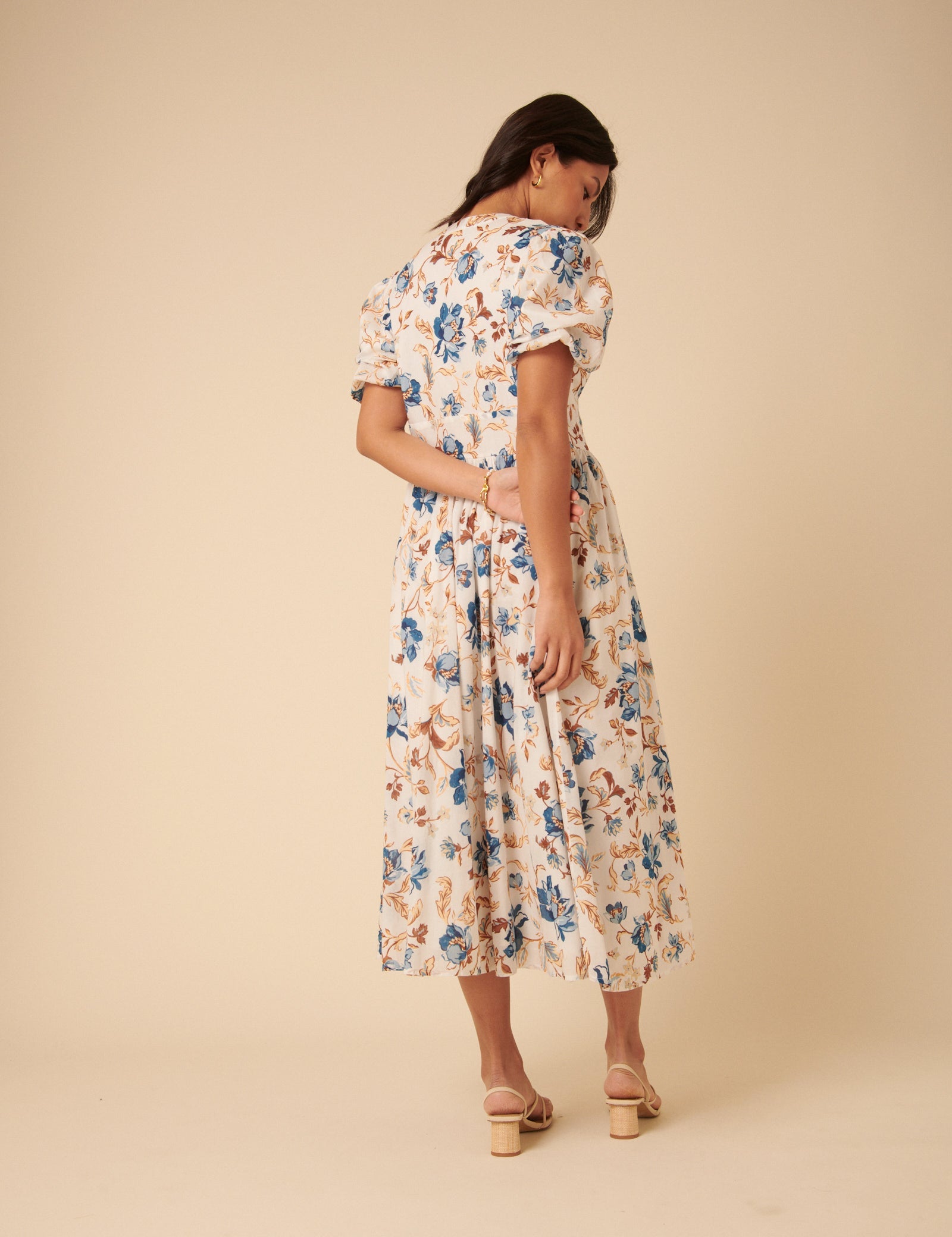 White Floral Starlight Midi Dress