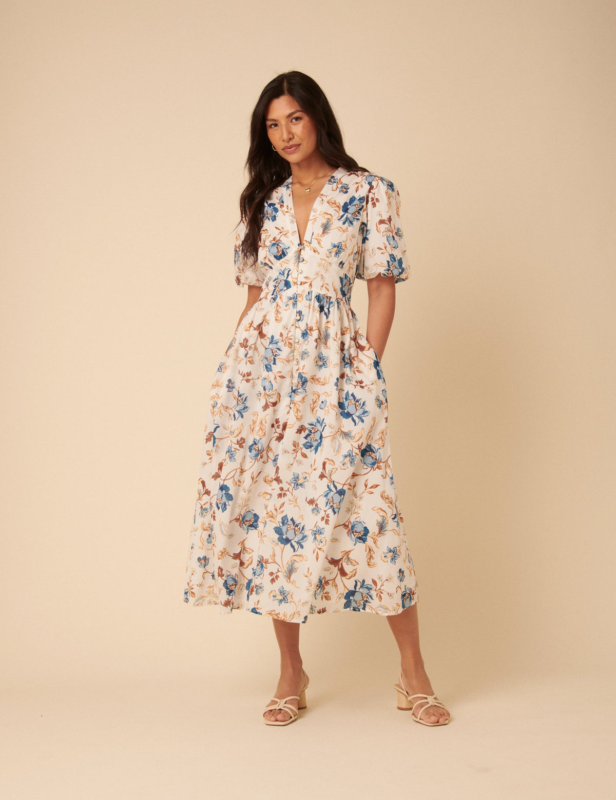 White Floral Starlight Midi Dress