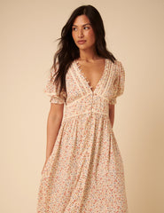 Cream Ditsy Floral Saffy Midi Dress