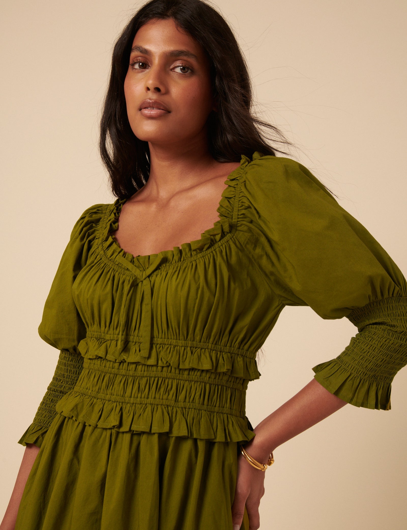 Khaki Ariel Midi Dress