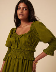 Khaki Ariel Midi Dress