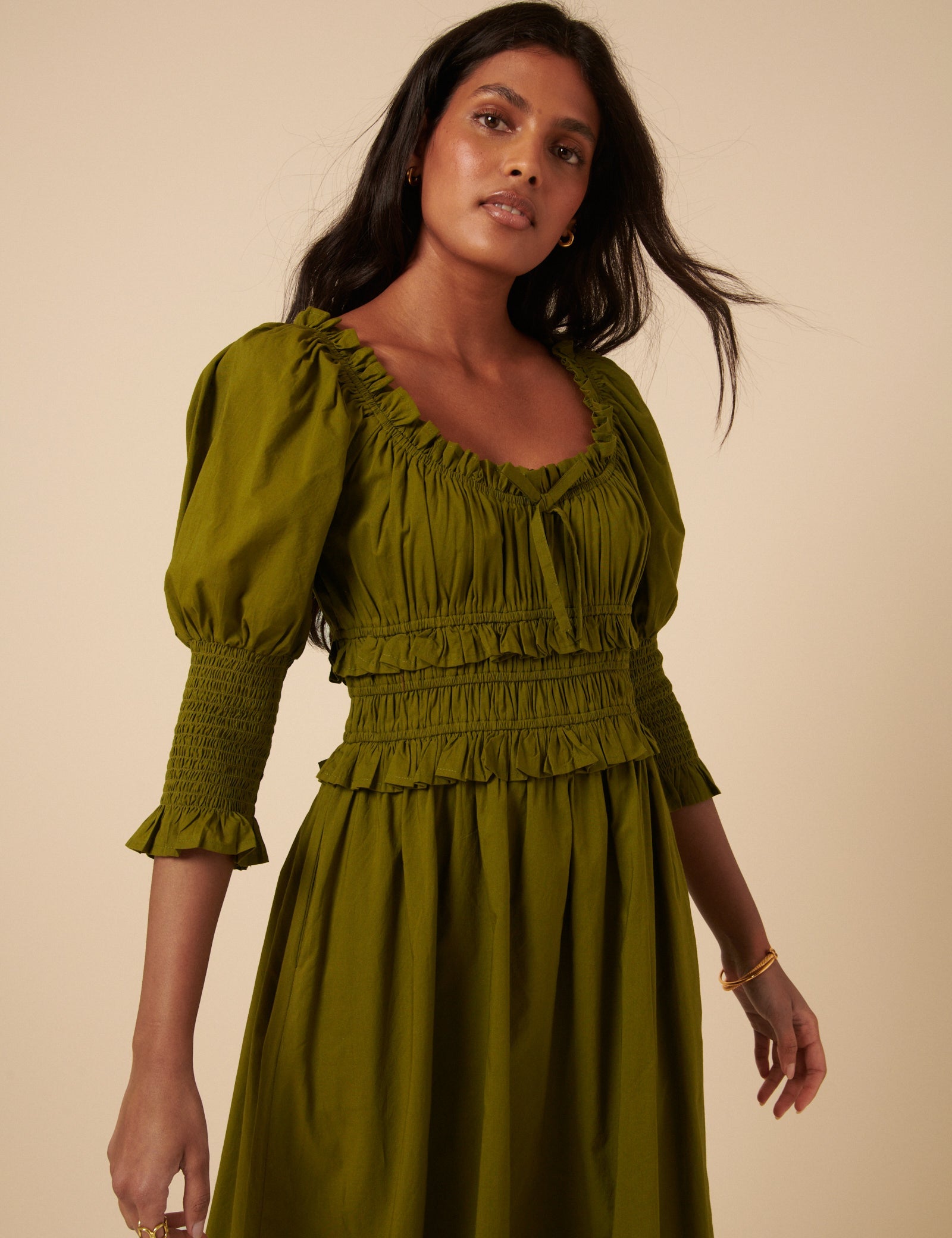 Khaki Ariel Midi Dress