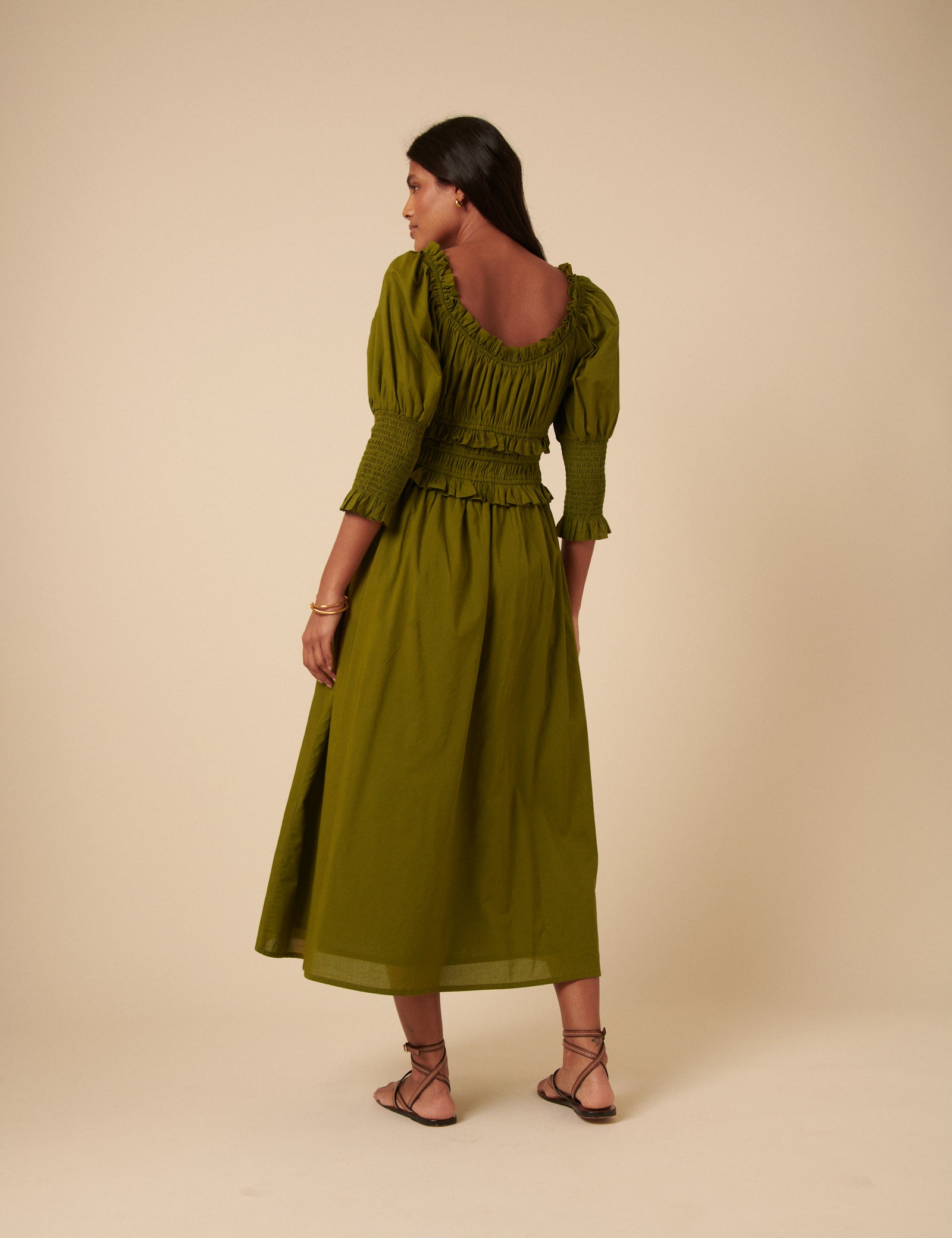 Khaki Ariel Midi Dress