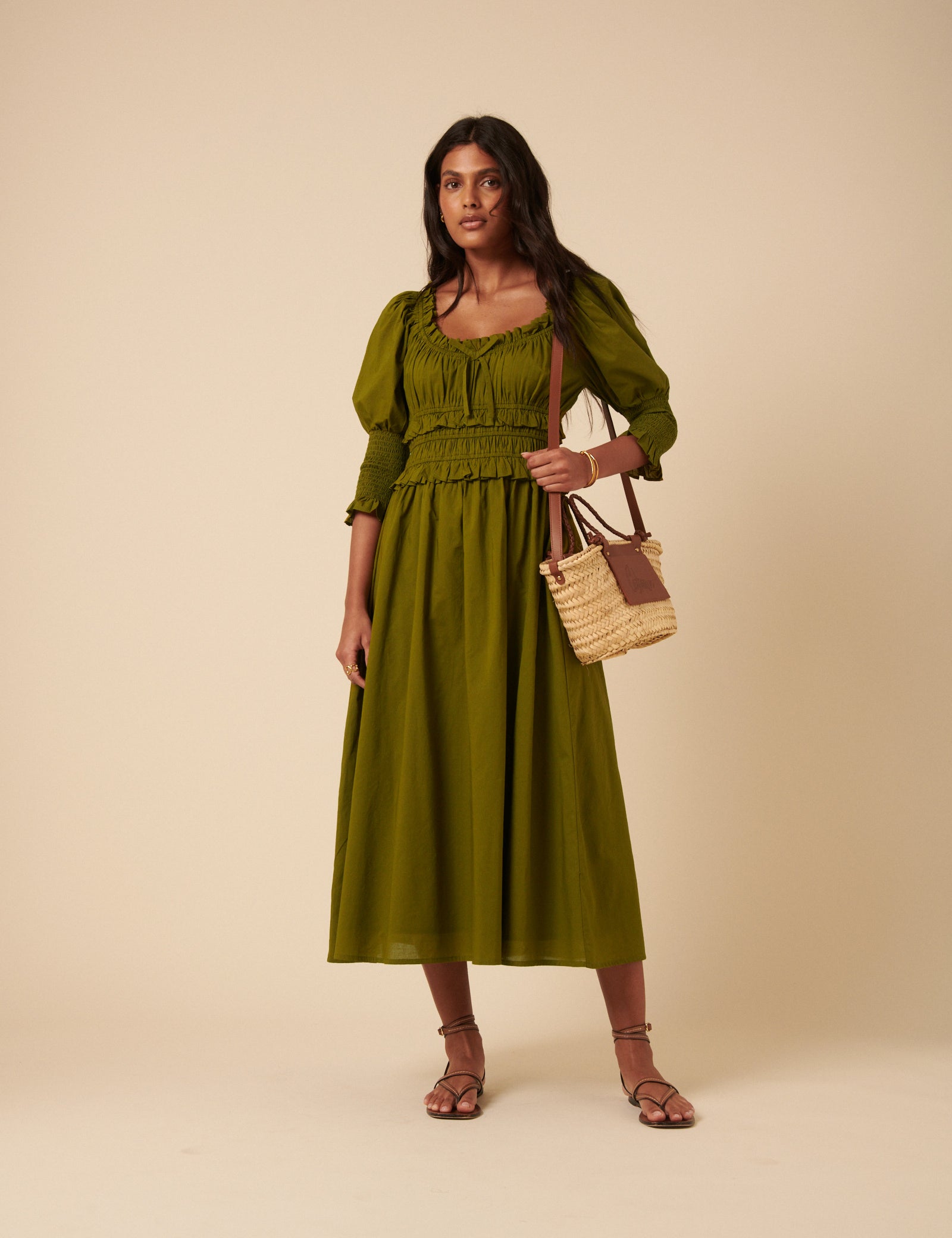 Khaki Ariel Midi Dress