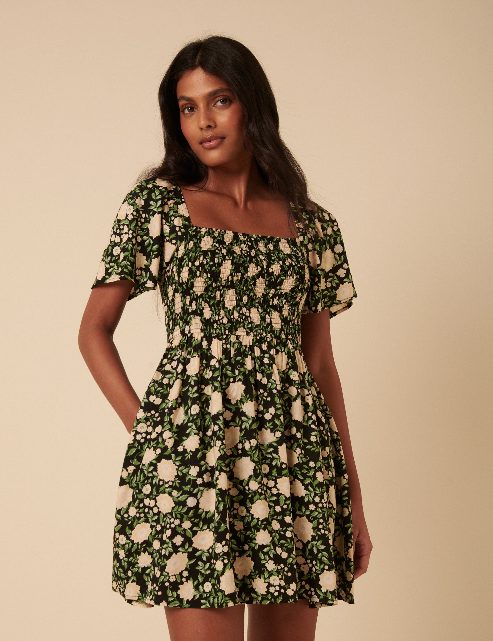 Black Floral Bella Mini Dress