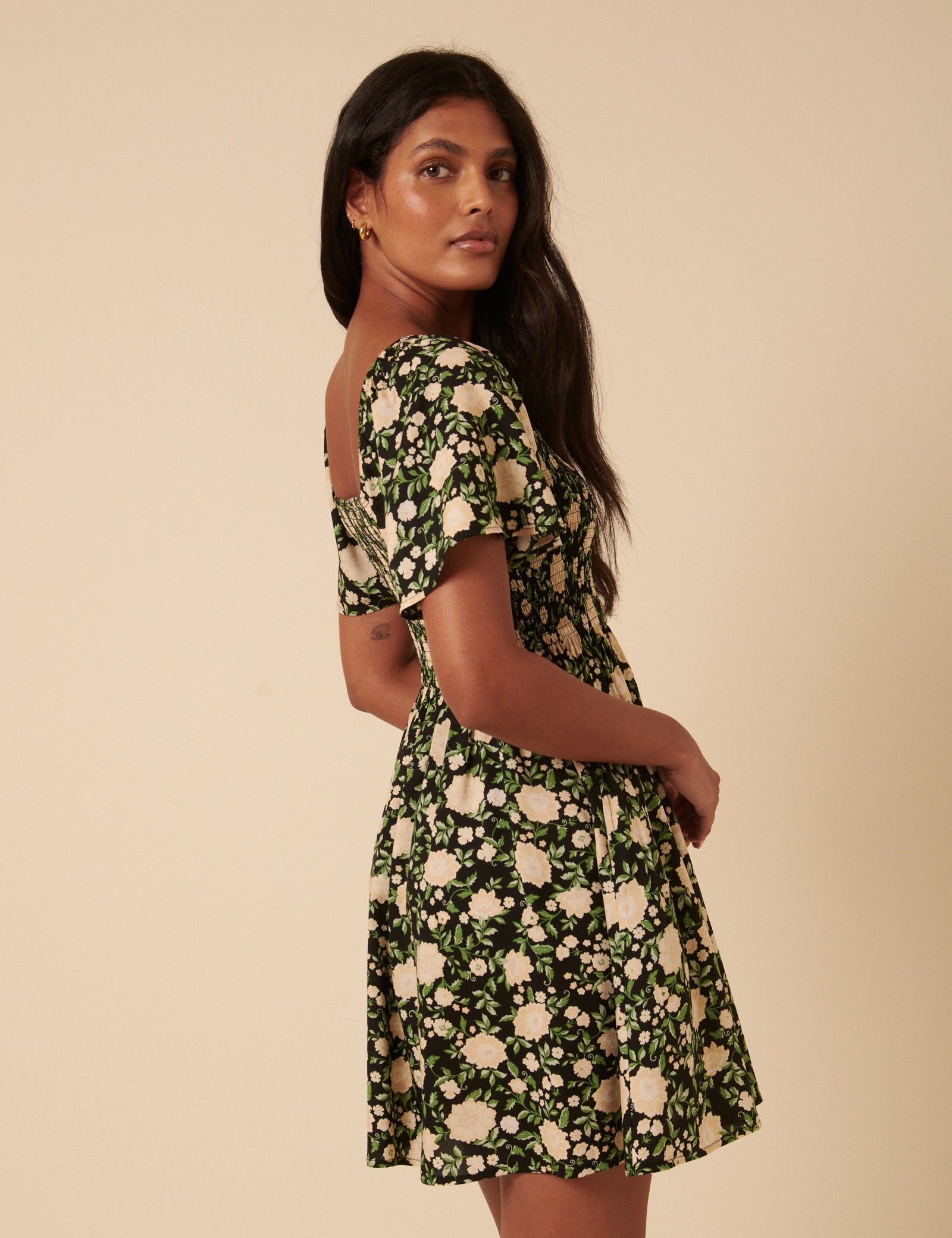 Black Floral Bella Mini Dress