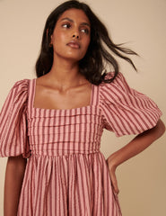 Pink And Red Striped Nova Mini Dress