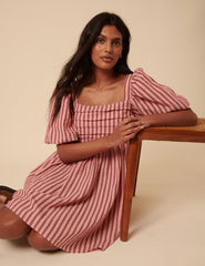 Pink And Red Striped Nova Mini Dress
