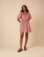 Pink And Red Striped Nova Mini Dress