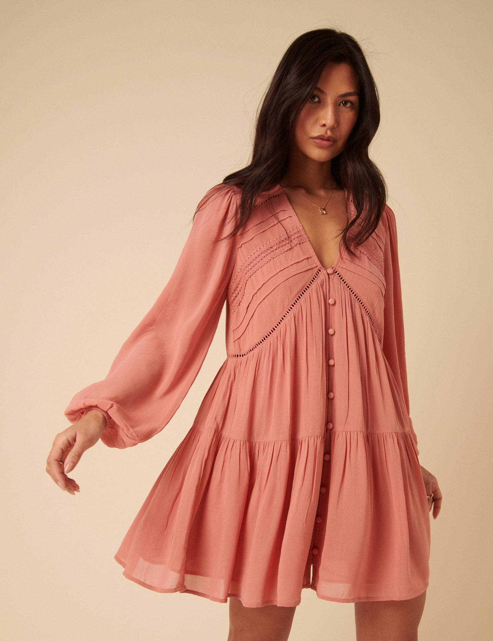 Pink Long Sleeve Marley Mini Dress