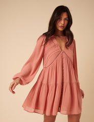 Pink Long Sleeve Marley Mini Dress