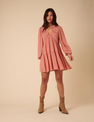 Pink Long Sleeve Marley Mini Dress