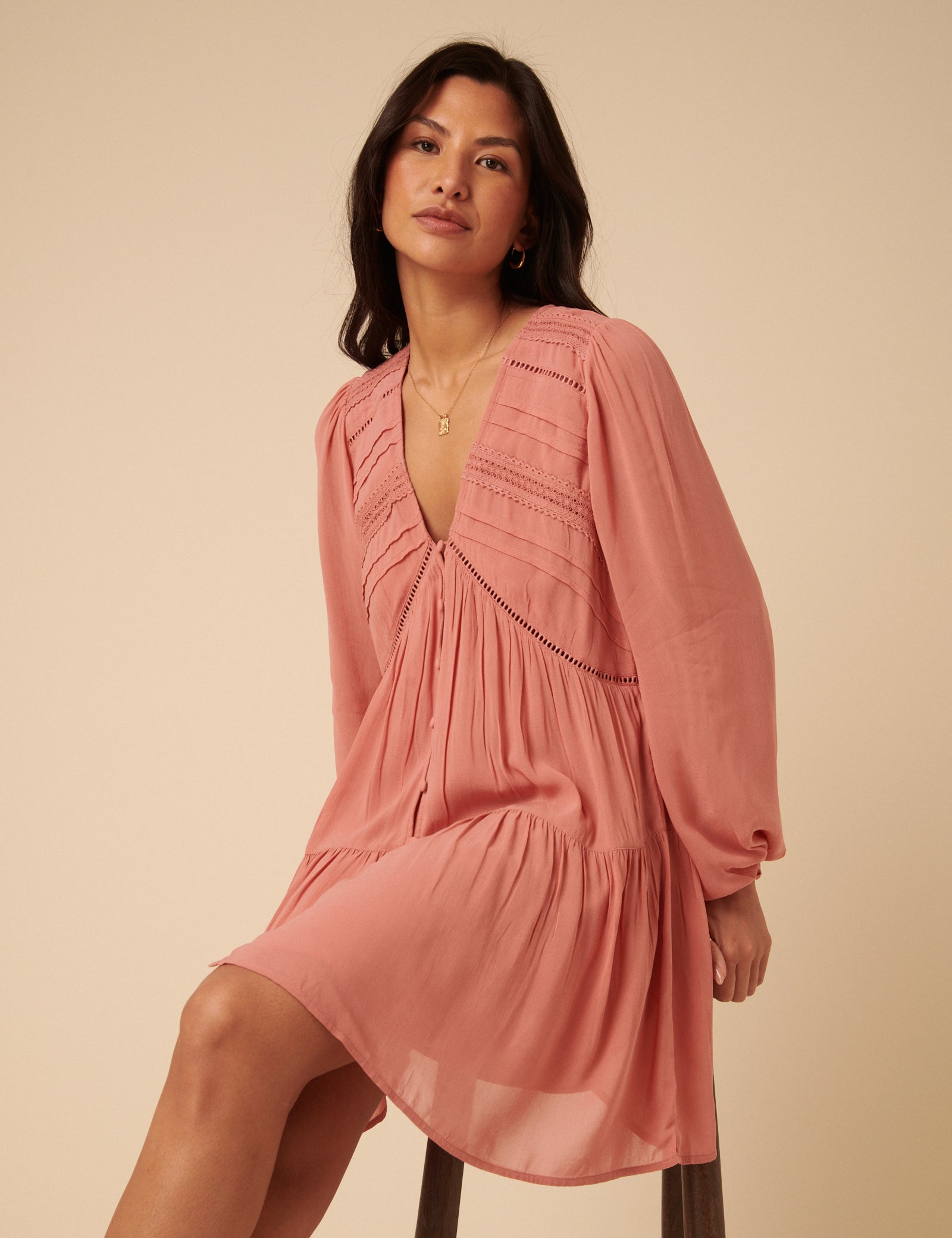 Pink Long Sleeve Marley Mini Dress