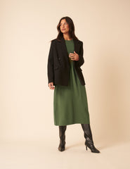 Green Sleeveless Knitted Midi Dress