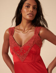 Poppy Delevingne Red Jazzy Maxi Dress