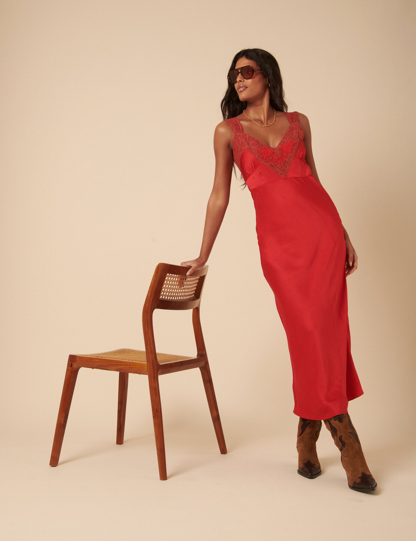 Poppy Delevingne Red Jazzy Maxi Dress