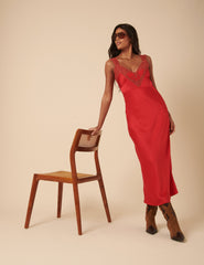 Poppy Delevingne Red Jazzy Maxi Dress