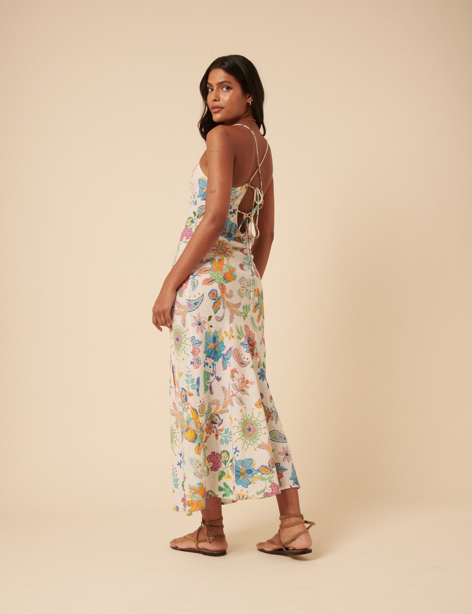 Poppy Delevingne White Floral Lily Midi Dress