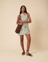 Poppy Delevingne Green Floral Jess Mini Dress