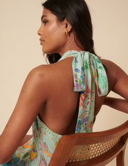 Poppy Delevingne Green Floral Jess Mini Dress