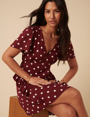Brown Polka Dot Lydney Mini Dress