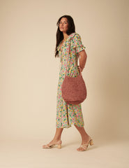 Green Floral Caitlin Midi Dress