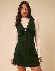 Forest Green Nila Pinafore Mini Dress