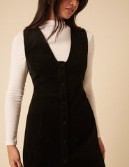 Black Cord Gianna Pinafore Mini Dress