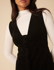 Black Cord Gianna Pinafore Mini Dress