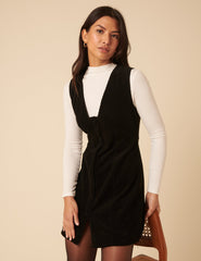 Black Cord Gianna Pinafore Mini Dress