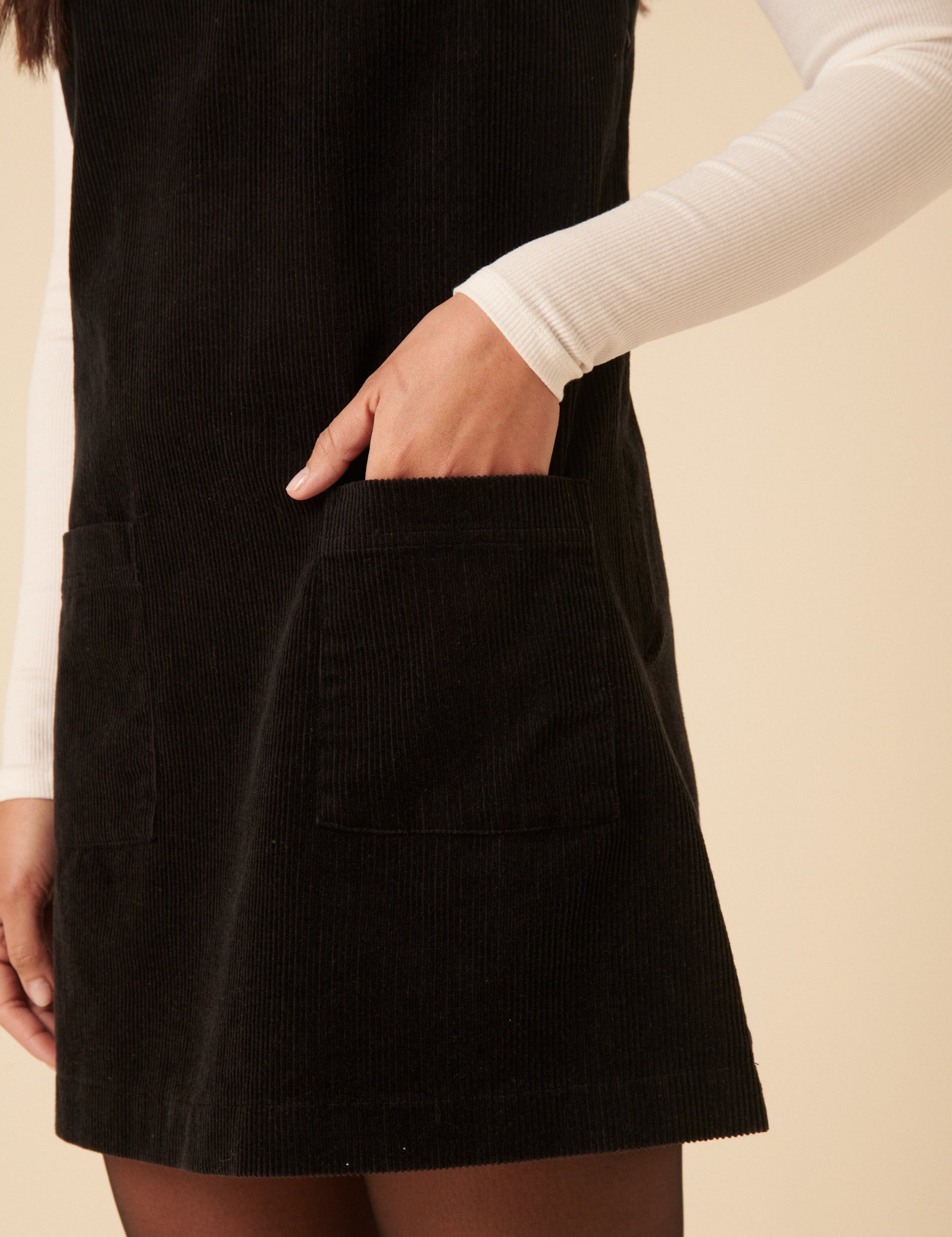 Black Cord Chiara Pinafore Mini Dress