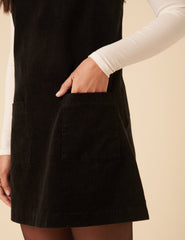 Black Cord Chiara Pinafore Mini Dress